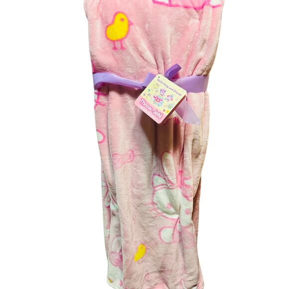 Hello Kitty Easter bundle 60 70 pink Easter throw , color book and crayons - Picture 2 of 9